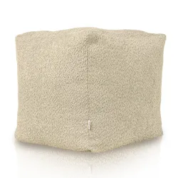 Kényelmes és puha bej boucle puff, tökéletes otthoni használatra