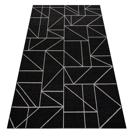 SZŐNYEG KÖTÉLSZÁLÚ SIZAL FLOORLUX 20605 fekete / ezüst HÁROMSZÖGEK, GEOMETRIKUS