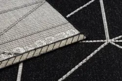 SZŐNYEG KÖTÉLSZÁLÚ SIZAL FLOORLUX 20605 fekete / ezüst HÁROMSZÖGEK, GEOMETRIKUS