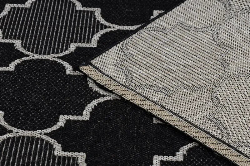 SZŐNYEG KÖTÉLSZÁLÚ SIZAL FLOORLUX 20607 marokkói here, trellis fekete / ezüst