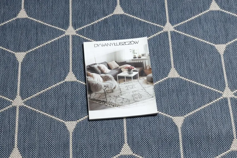 Szőnyeg KÖTÉLSZERŰ SISAL FLAT 48721/591 KOCKÁK 3D kék