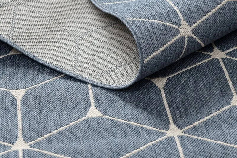 Szőnyeg KÖTÉLSZERŰ SISAL FLAT 48721/591 KOCKÁK 3D kék