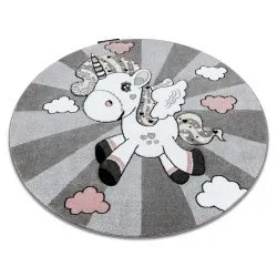 PETIT UNICORN egyszarvú kerek szőnyeg szürke