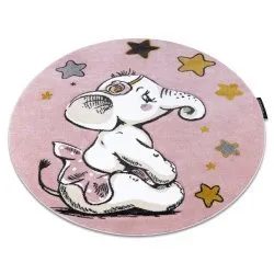 Szőnyeg PETIT ELEPHANT ELEFÁNT CSILLAGOK kerek rózsaszín