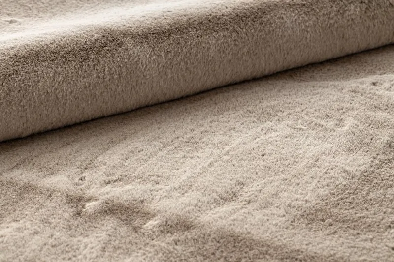 BUNNY szőnyeg kör taupe bézs NYÚLSZŐR IMITÁCIÓ