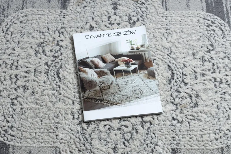 Dywan NOBLE nowoczesny  9479 63 Ornament vintage przecierany - Strukturalny, dwa poziomy runa krem / niebieski