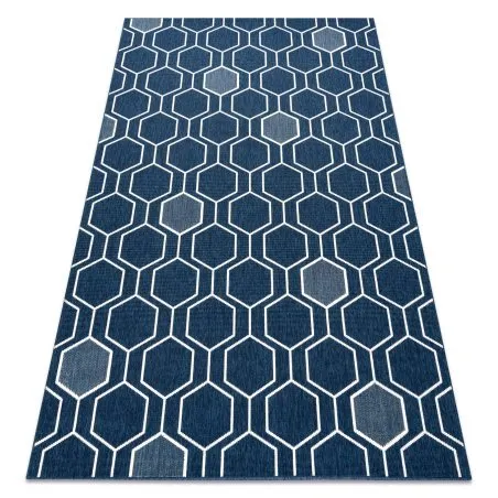 Szőnyeg SPRING 20404994 Hexagon kötött, hurkos - kék