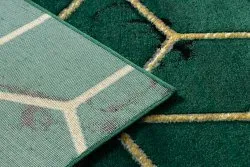 Dywan EMERALD ekskluzywny 1014 glamour, stylowy kostka butelkowa zieleń / złoty
