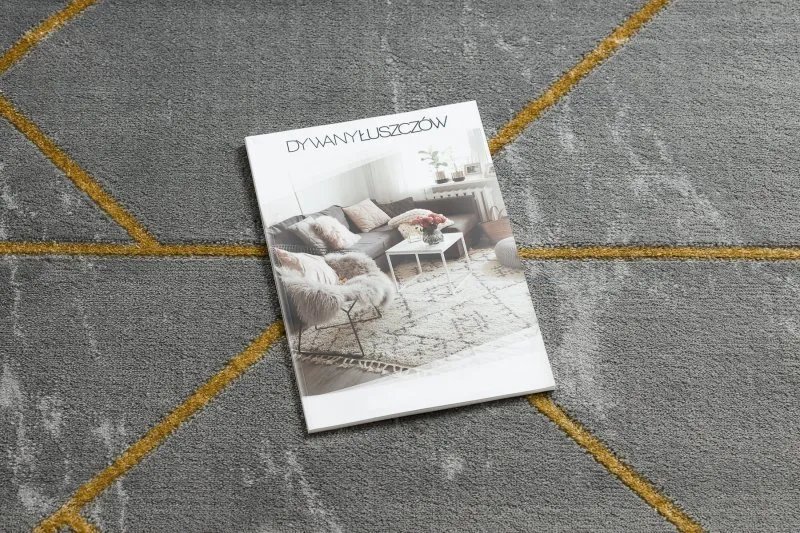 Dywan EMERALD ekskluzywny 1012 glamour, stylowy geometryczny, marmur szary / złoty