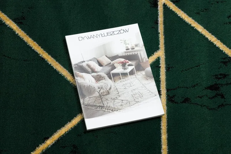 Dywan EMERALD ekskluzywny 1012 glamour, stylowy geometryczny, marmur butelkowa zieleń / złoty