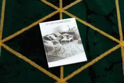 Dywan EMERALD ekskluzywny 1020 glamour, stylowy marmur, trójkąty butelkowa zieleń / złoty