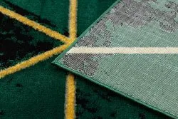 Dywan EMERALD ekskluzywny 1020 glamour, stylowy marmur, trójkąty butelkowa zieleń / złoty