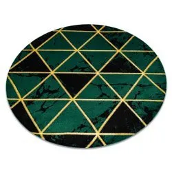 Szőnyeg EMERALD exkluzív 1020 kör - glamour, stílusos márvány, háromszögek palackzöld / arany