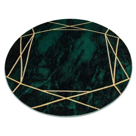 Dywan EMERALD ekskluzywny 1022 koło - glamour, stylowy marmur, geometryczny butelkowa zieleń / złoty