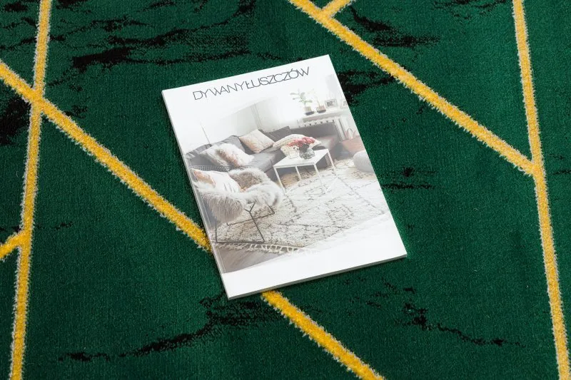 Dywan EMERALD ekskluzywny 1012 koło - glamour, stylowy marmur, geometryczny butelkowa zieleń / złoty