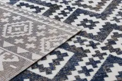 Dywan nowoczesny MUNDO E0561 romby, zygzak 3D outdoor niebieski / beż