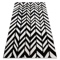 Modern szőnyeg MUNDO E0571 halszálka, chevron kültéri bézs / fekete