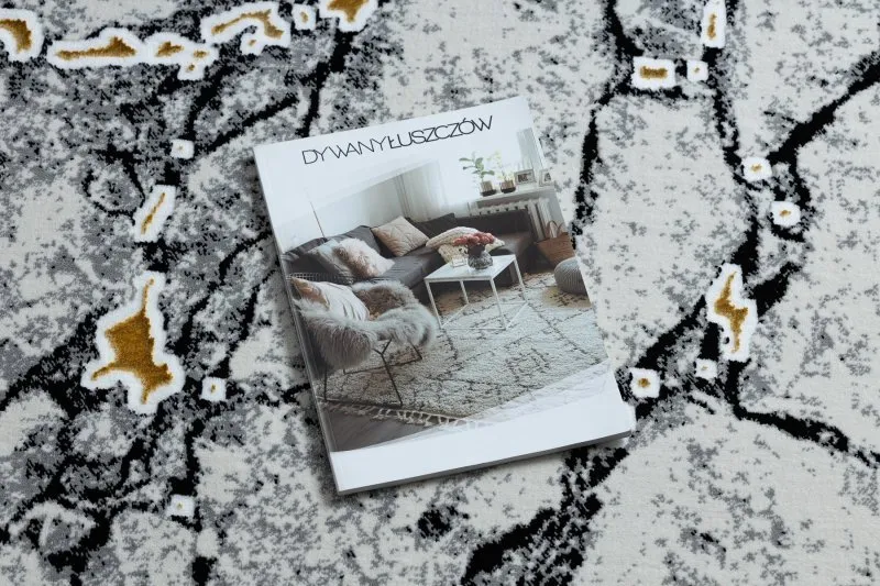 Dywan GLOSS nowoczesny  528A 58 Marmur, kamień, stylowy, glamour kość słoniowa / czarny