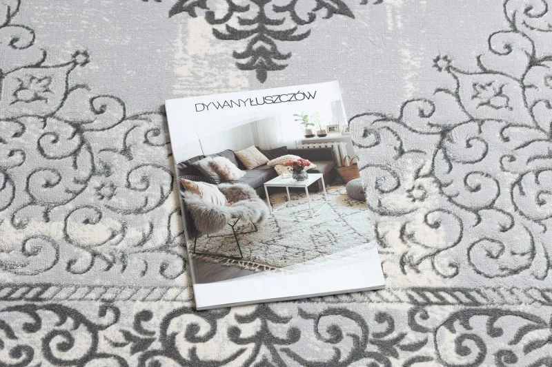 Dywan CORE W7161 Rozeta Vintage - Strukturalny, dwa poziomy runa, szary