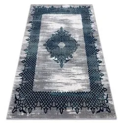 Dywan CORE W9797 Ramka, Rozeta - Strukturalny, dwa poziomy runa, niebieski / szary