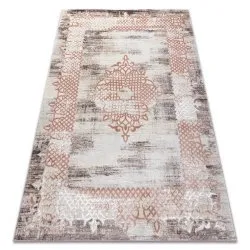 Dywan CORE W9797 Ramka, Rozeta - Strukturalny, dwa poziomy runa, beż / róż