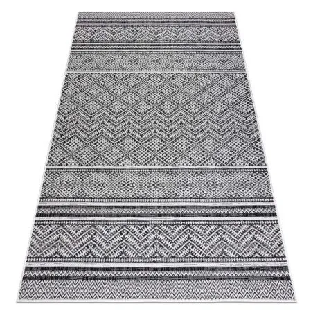 Szőnyeg KÖTÉLSZÁLAK SIZAL SION Cikk-cakk, Rombuszok Boho 22168 lapos szövés fekete / krém