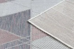 Dywan SZNURKOWY SIZAL SION Geometryczny, Trójkąty 3006 płaskie tkanie ecru / róż