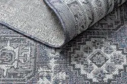 Dywan SZNURKOWY SIZAL SION Ramka, ornament, przecierany 2832 płaskie tkanie niebieski / róż / ecru