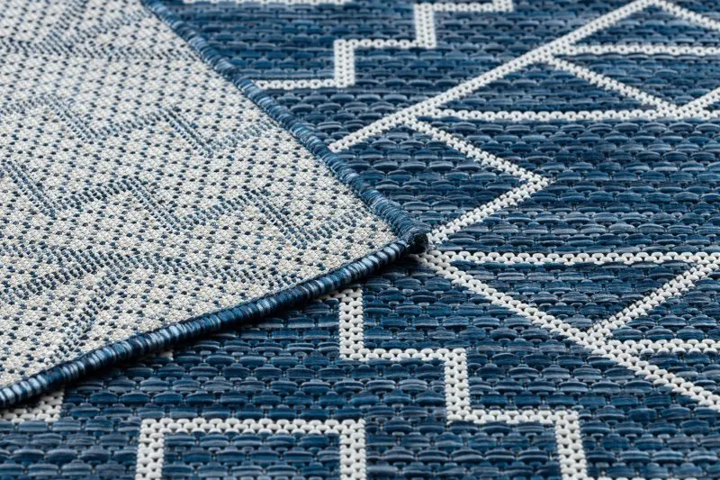 Szőnyeg SZNURKOWY SIZAL SION Geometrikus, Rombuszok 21778 laposszövés sötétkék / krém