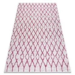 Szőnyeg SISAL SION rács 22129 lapos szövés ecru / fukszia