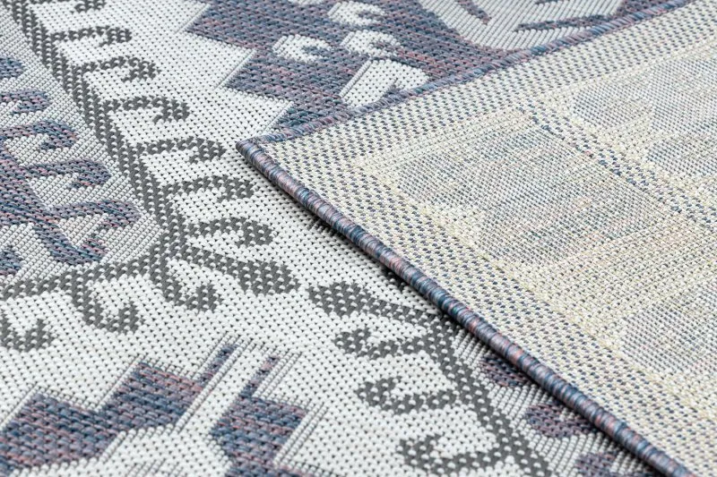 Szőnyeg SZNURKOWY SIZAL SION Aztecki 3007 lapos szövés kék / rózsaszín / ecru