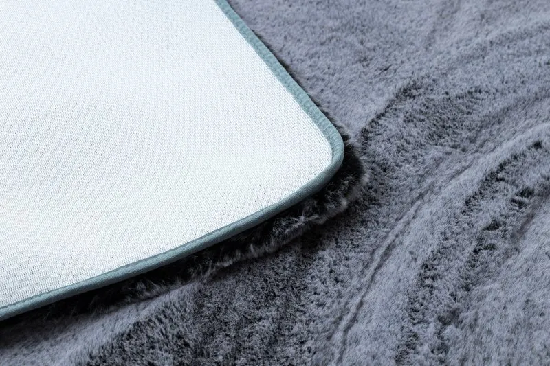 Dywan LAPIN Shaggy czarny / kość słoniowa, antypoślizgowy, do prania