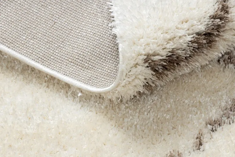 Dywan FLUFFY 2373 shaggy kratka, trellis - krem / beż