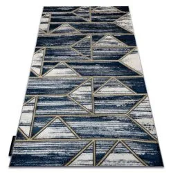 DE LUXE modern 462 Geometrikus szőnyeg - Strukturált sötétkék / arany