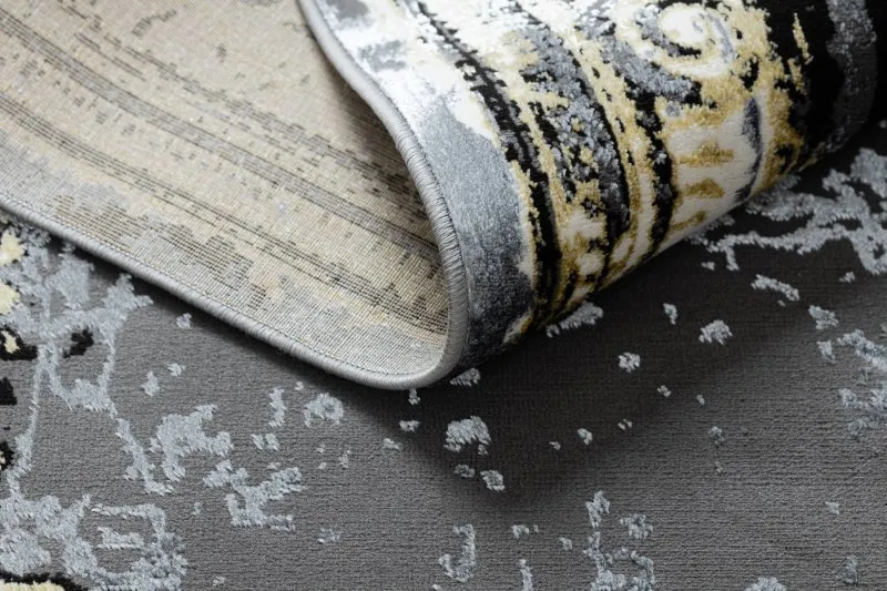DE LUXE modern 628 Ornament vintage usado - Strukturált szürke / arany szőnyeg