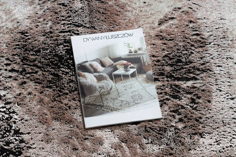 DE LUXE modern szőnyeg 634 Vintage keret koptatott - Strukturált szürke / rózsaszín