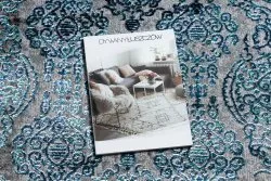 Dywan DE LUXE nowoczesny 2081 Ornament vintage przecierany - Strukturalny niebieski / szary