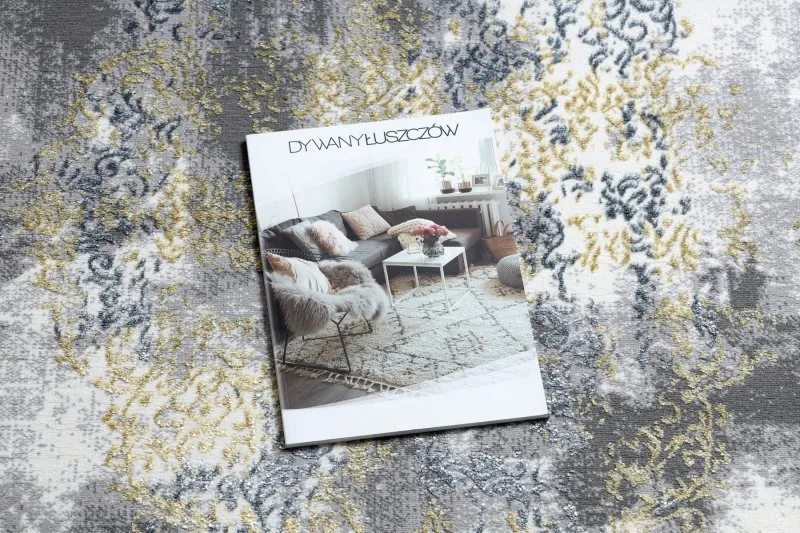 DE LUXE modern szőnyeg 6754 Ornament vintage koptatott - Strukturális krém / arany
