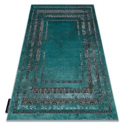 DE LUXE modern szőnyeg 1516 Keret vintage kopott - Strukturális zöld / antracit
