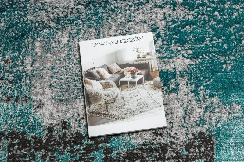 DE LUXE modern 570 Vintage koptatott - Strukturális zöld / antracit szőnyeg