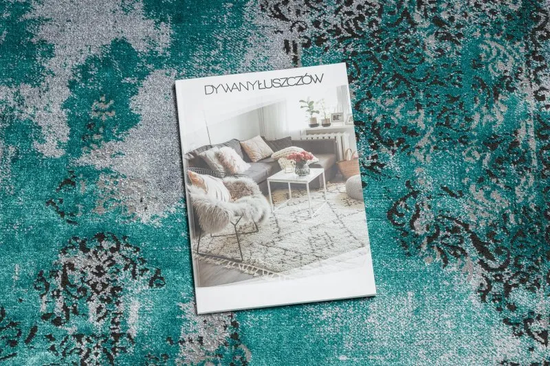 Dywan DE LUXE nowoczesny 6754 Abstrakcja - Strukturalny zielony / szary