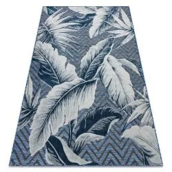 Strukturális szőnyeg BOTANIC 65242 Tollak, cikcakk síkszövésű, erkélyre, teraszra - sötétkék