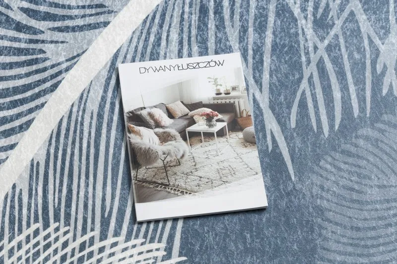Mosható szőnyeg ANDRE 1148 Tollak csúszásmentes - kék
