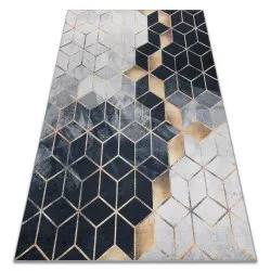 Mosható szőnyeg ANDRE 1171 Kocka, geometrikus csúszásgátló - fekete / arany