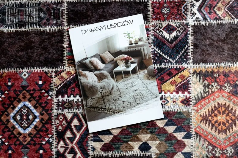 Mosható szőnyeg ANDRE 2305 Keleti patchwork, csúszásmentes - bordó / barna