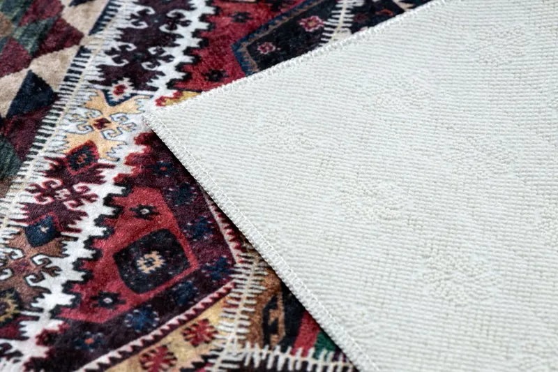 Mosható szőnyeg ANDRE 2305 Keleti patchwork, csúszásmentes - bordó / barna