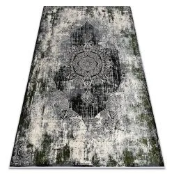 Szőnyeg VINCI 1516 modern Rozetta vintage viselt - Szerkezeti elefántcsont / zöld