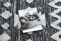 Dywan MOROC Zygzak 22319 Ekologiczny, EKO SIZAL frędzle - dwa poziomy runa szary / krem, z bawełny recyklingowanej