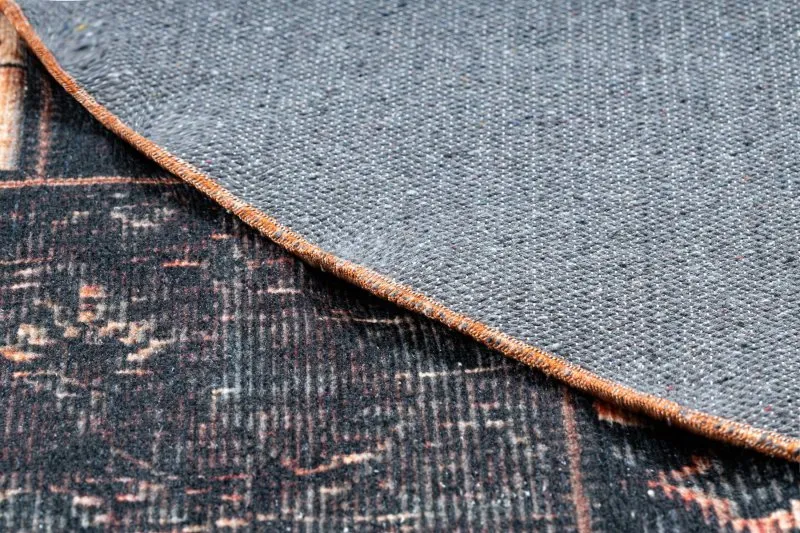 Dywan ANTIKA ancient chocolate, koło nowoczesny patchwork, grecki do prania - czarny / terakota