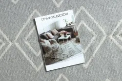 Dywan TWIN 23000 Boho, bawełna, dwustronny, romby Ekologiczny frędzle - szary / krem